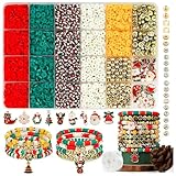 Cosswe Weihnachten Perlen für Armbänder,2700 Stück Freundschaftsarmbänder Selber Machen und DIY Charms,Buchstabe Perlen (A-Z),Clay Perlen Zum Auffädeln Geschenke zu Weihnachten, Geburtstage