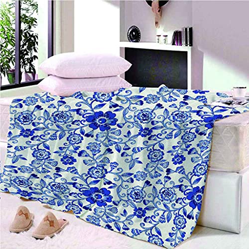 Couverture sofa 3D motif vigne bleue pour soirées cocooning - 3