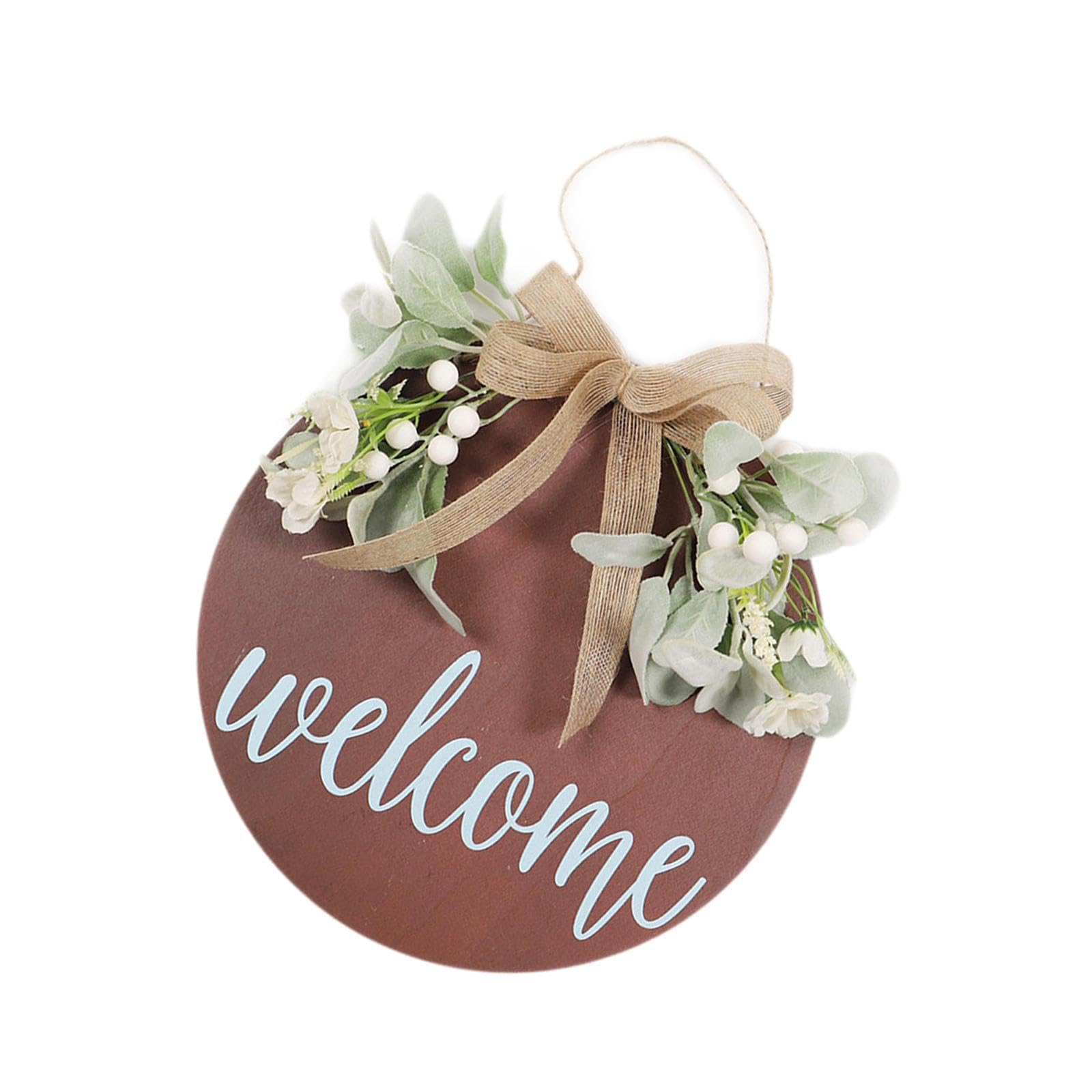 TWISAXC Warm Welcome With Front Door Wreath Decoration Piece Welcome Sign For Front Door Wreath Decoration Sign