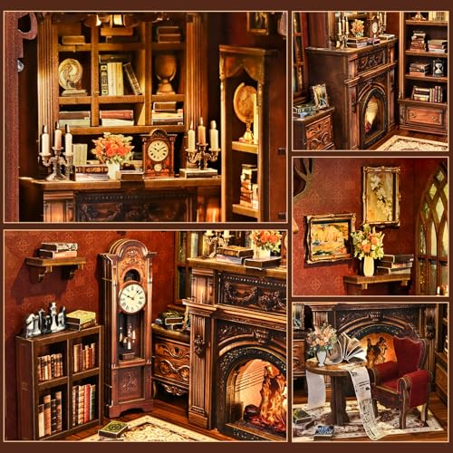 Sagiterra DIY-Miniatur-Puppenhaus-Bausatz, Bücherregal-Bausatz, 3D-Holzregal-Dekoration für Familie und Freunde… – Ansicht 2