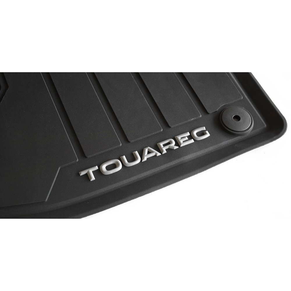 Volkswagen 76106150082V Allwettermatten Gummi Fußmatten Original Gummimatten 4-teilig, schwarz mit Touareg Schriftzug
