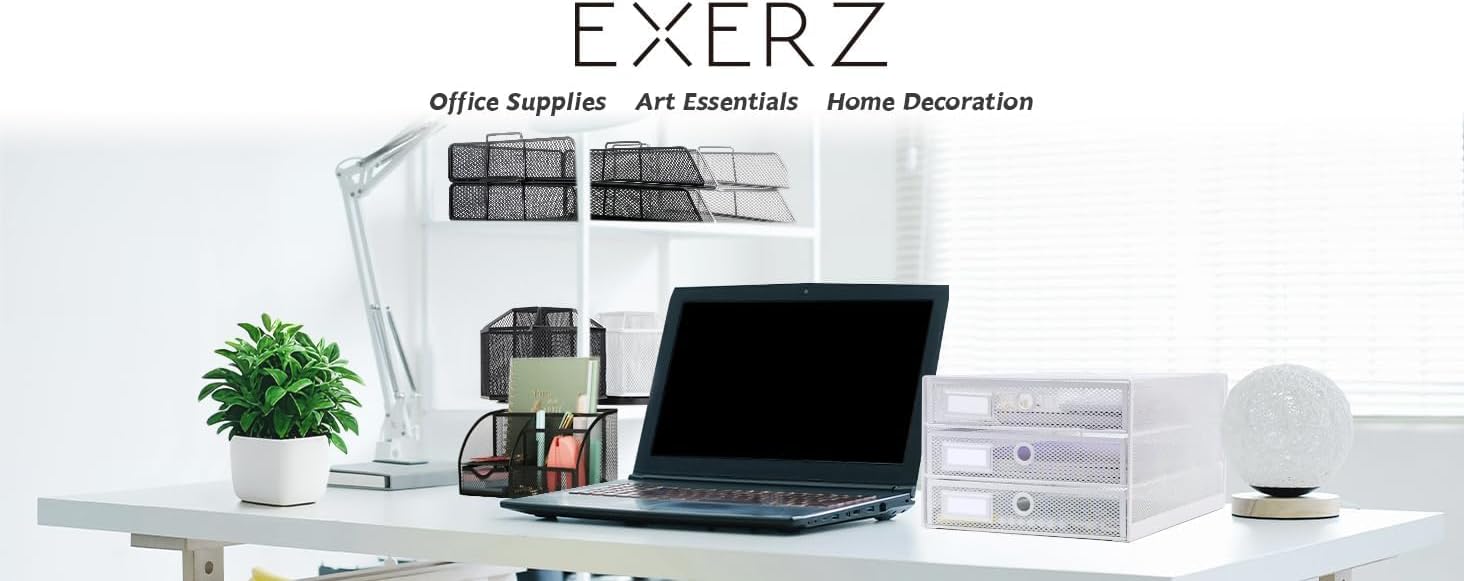 Exerz Paper Sorter 3 Drawer Wire Mesh A4 / Desk Multifunctional Desk Organiser/Multi-Layer Letter Tray - for Documents, Magazines, Notebooks and Letter (White)