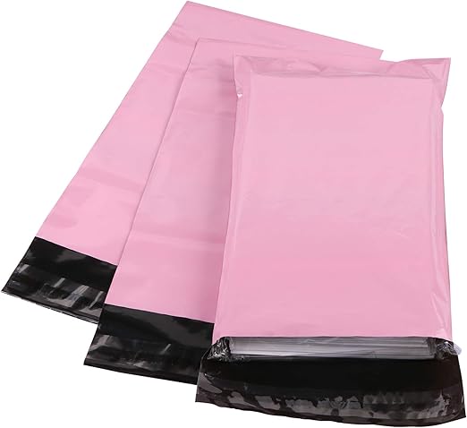 6.7 x 9.45 inch Poly Mailer Envelopes Shipping Bags with Self Adhesive, Waterproof and Tear-Proof Postal Bags, Pink (50 pcs)
