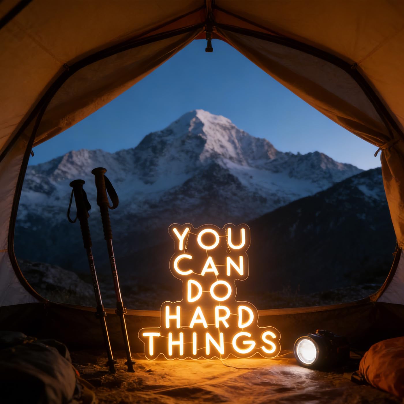QiaoFei Letrero de neón con texto en inglés "You Can Do Hard Things", citas positivas, luz de neón decorativa para decoración de pared del hogar, habitación de los niños, blanco cálido