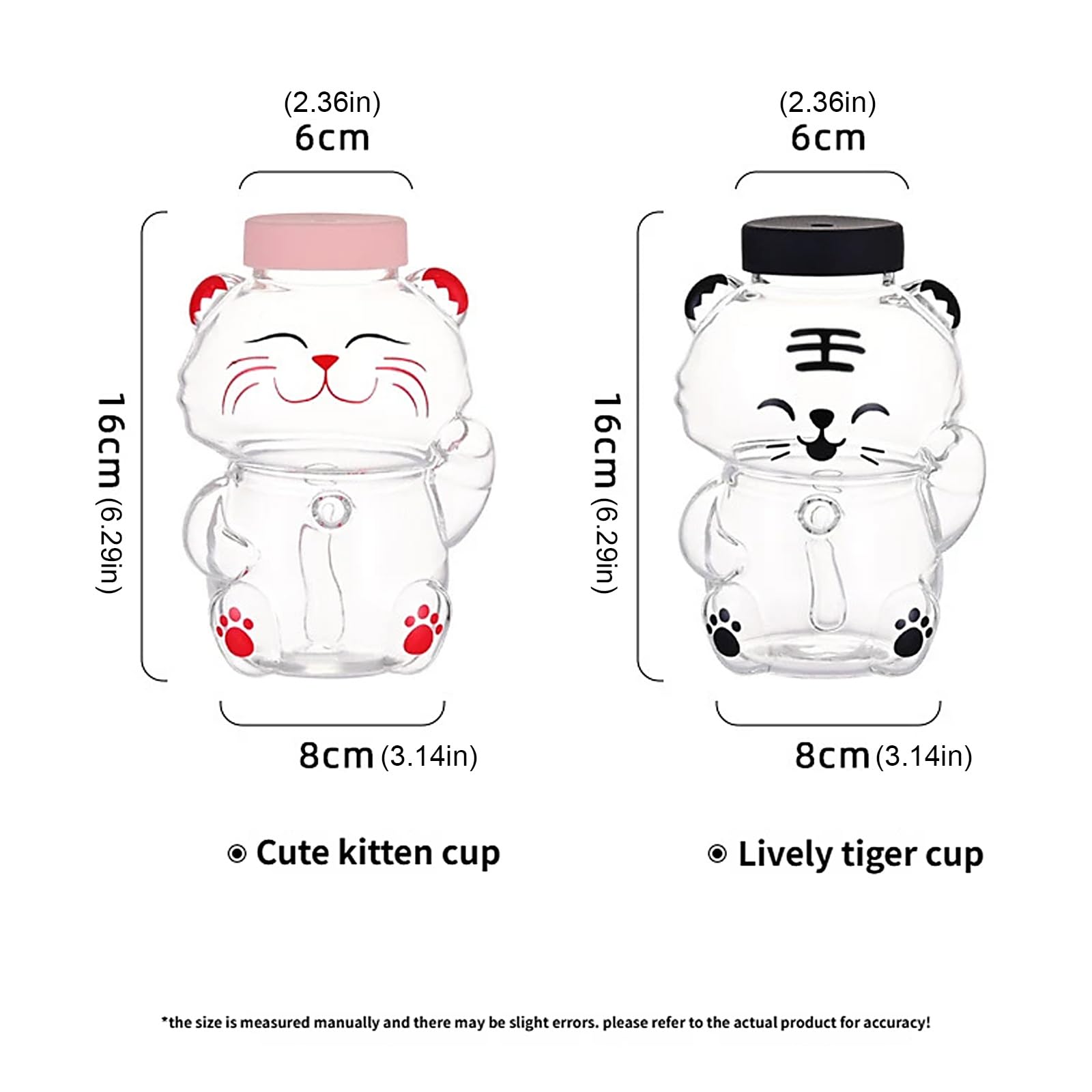 Taza de cristal fácil de usar, adorable forma de oso, a prueba de derrames, construcción resistente para bebidas frías y calientes, adorable diseño de oso, tapa a prueba de fugas, segura