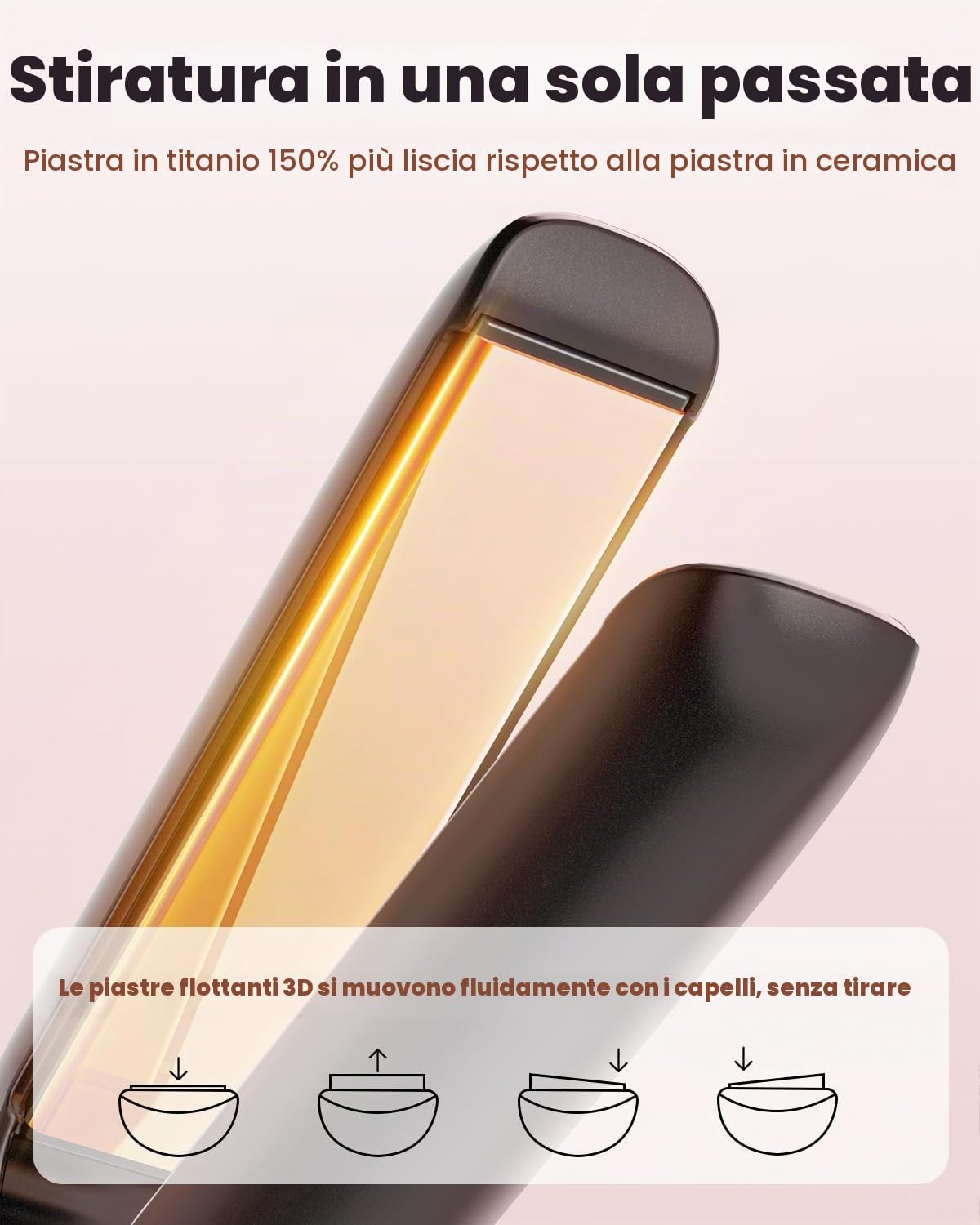 Piastra per Capelli 2 in 1 al Titanio, Ionica e Ultra Lucente, Riscaldamento Rapido 20s, Display LCD, Per Lisciare, Arricciare e Onde Perfette (Argento)