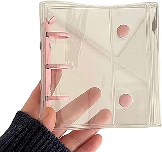 シール帳 透明 クリア 3穴 バインダー A8 はがせる 女の子 手帳 シール台紙 コラージュノート シールバインダー (リフィル20枚セット) 整理写真収納ケースです