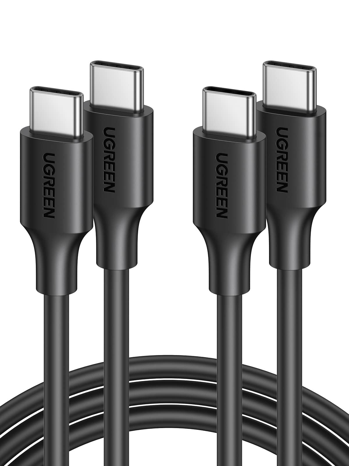 UGREEN 2 Pezzi Cavo USB C 60W, Cable Type C Maschio 20V/3A Ricarica Rapida PD3.0 PVC Compatibile con iPhone 15 Plus Pro Max, Galaxy S23 S22, Pixel 7 6, ecc 2M