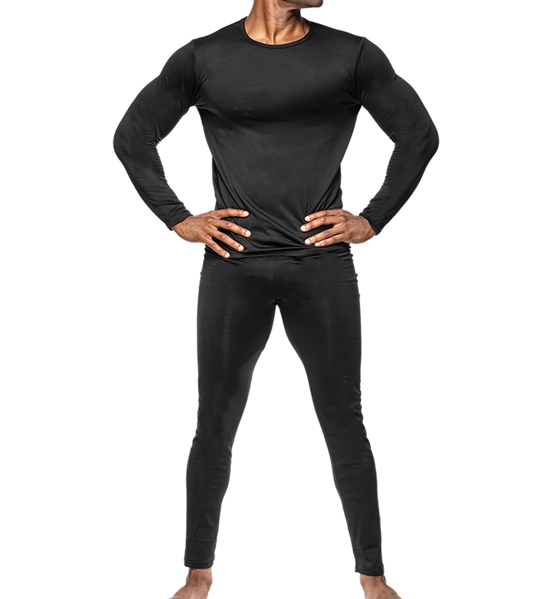 Body Glove2 Piece Mens Fleece Lined Base layer Underwear Set, Warm Insulated Top and Bottom Long Johns for Winter Baselayer