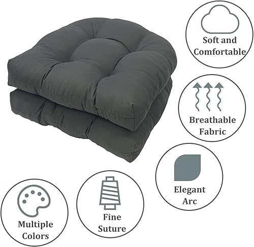 Miniatura 5 de AYGJKIE Juego de 2 cojines de asiento copetudos para interiores y exteriores, cojines para muebles de comedor, cojines de exterior para muebles de