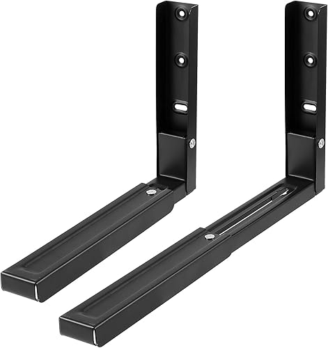 Miniatura 7 de 4 piezas 2 pares universales de soporte de pared para microondas, soporte plegable para horno de cocina, soportes ajustables para microondas para
