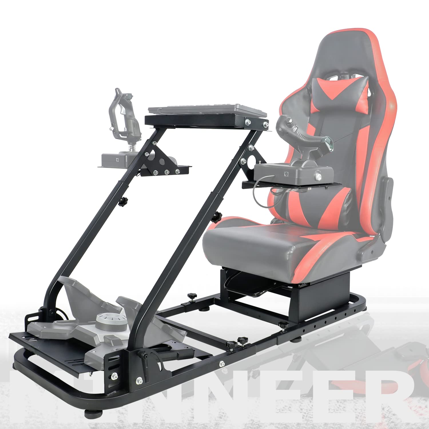 Minneer Racing G920/X56 Flight Simulation Cockpit Wheel Stand Fit for Logitech G29 G920, Thrustmaster HOTAS Warthog Three Pieces of Operating Platform Fast Switching State