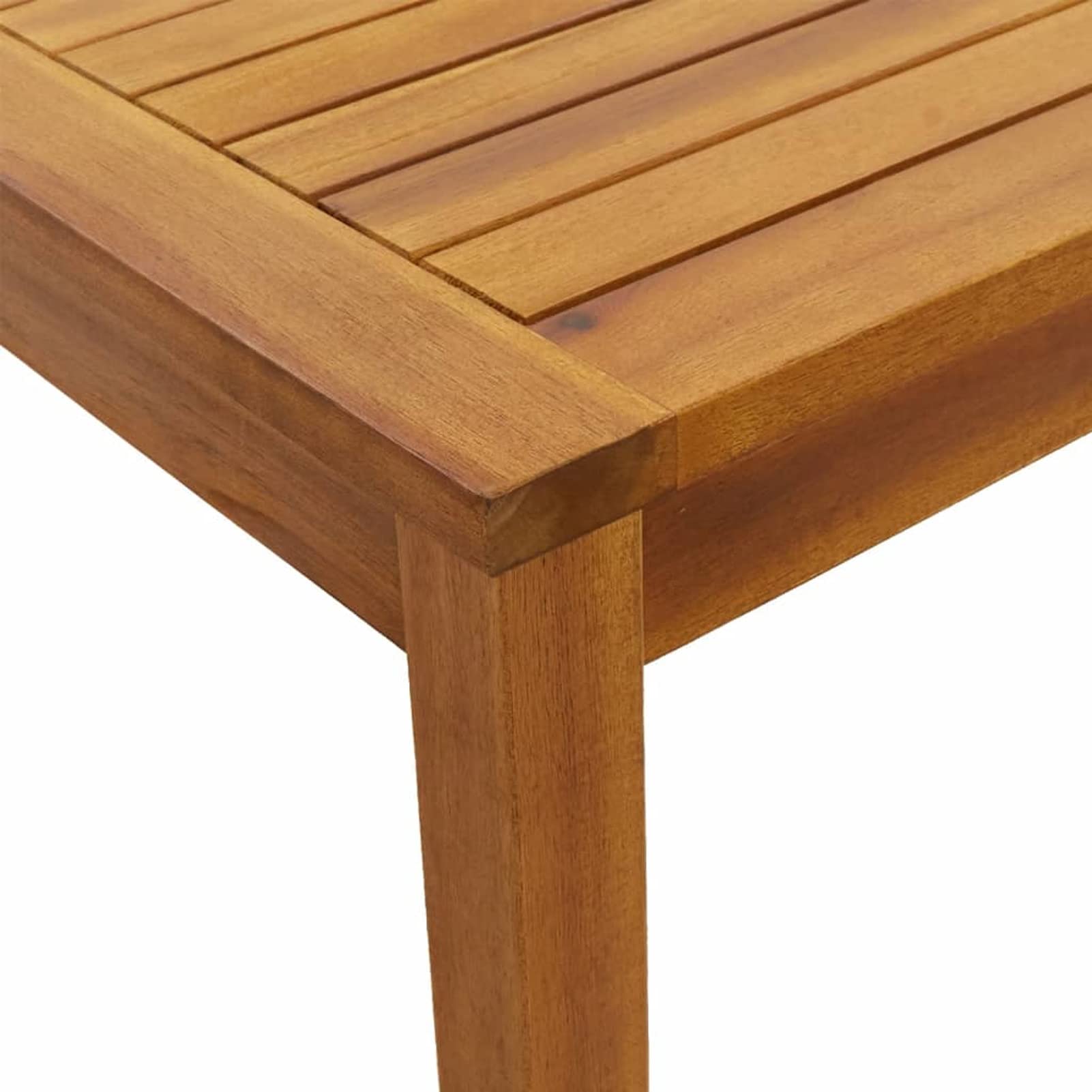 Stół ogrodowy 110 x 55 x 67 cm z litego drewna akacjowego, prostokątny stół z metalową ramą, blat o wyglądzie drewna do ogrodu