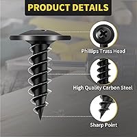 Vista 2 de Tornillos de madera de 1/2 pulgada, 160 piezas FIXLINK Premium Phillips de cabeza de cercha negros, tornillos autorroscantes con cabeza de cercha