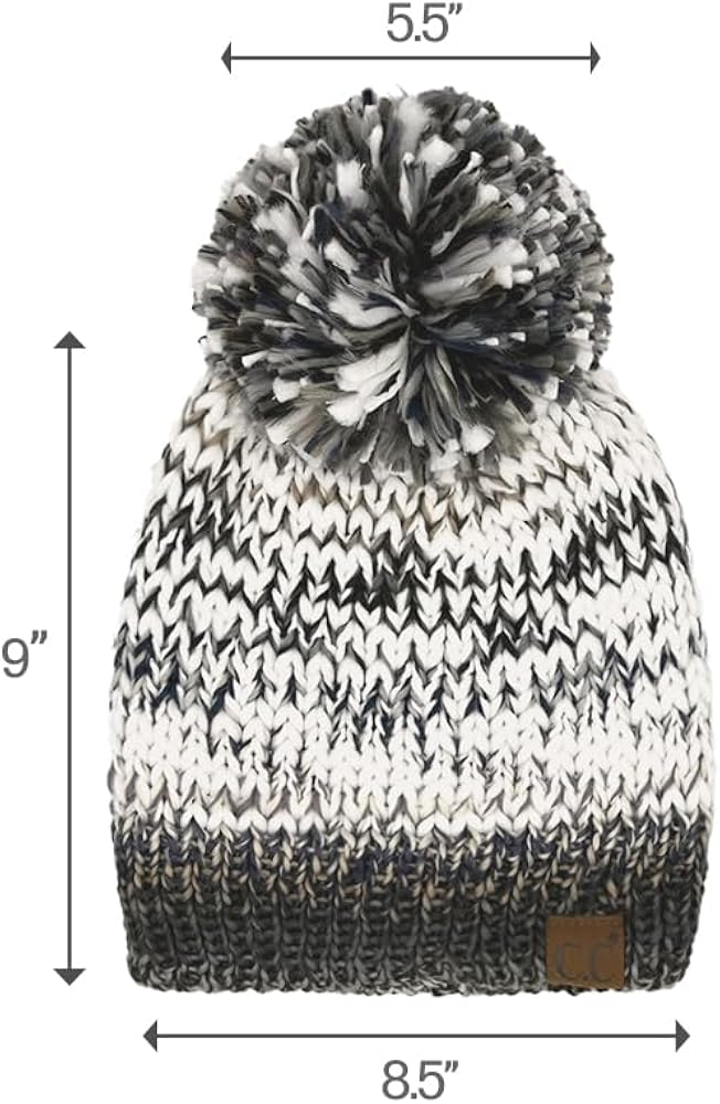 C.C Multi Color Yarn Beanie with Pom for Women Unisex - Acrylic