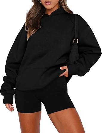 onlypuff Women Pullover Sweatshirt Long Sleeve Hoodies Kangaroo Pocket Fleece Basic Sweater