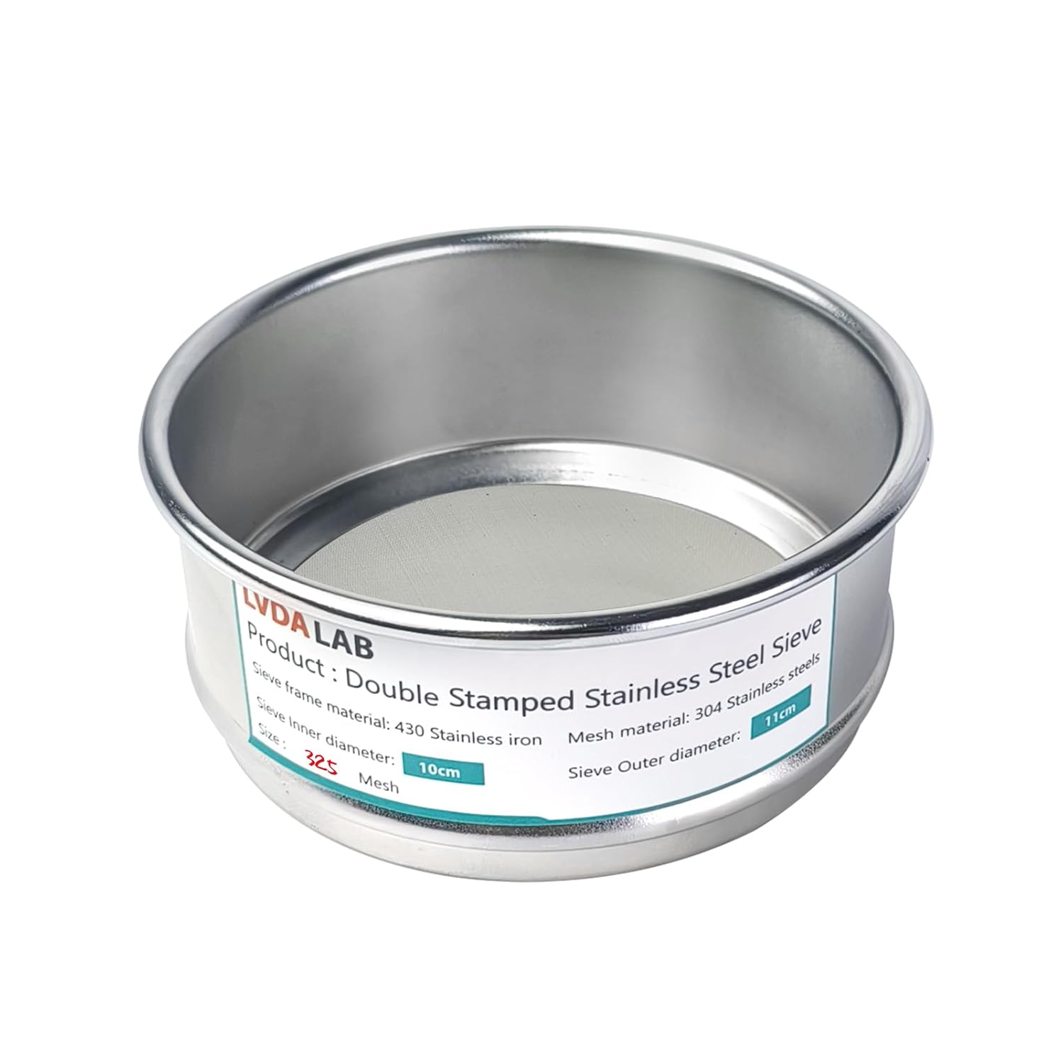 304 Stainless Steel Mesh Lab Sieve, 325 Mesh (0.045mm) Aperture Test Sieve, 4inch(10cm) Economy Standard Analysis Sample Test Sieves for Industrial Laboratory Homes 325mesh(?4in/10cm)