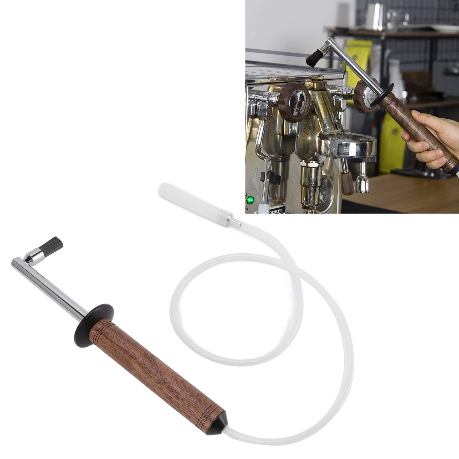 Juego de cepillos de limpieza para máquina de café, herramienta de limpieza a vapor para máquina de café expreso, cepillo de limpieza para molinillo de café, mango de