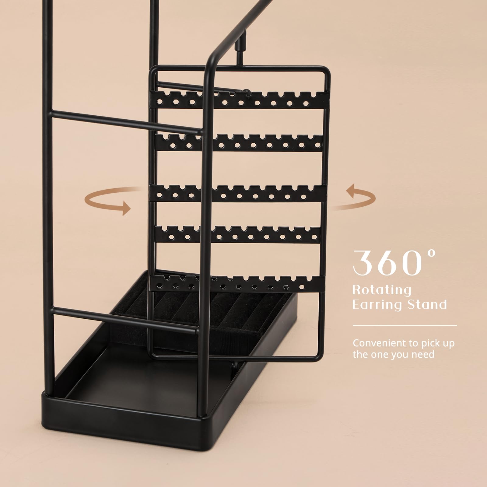 ProCase Jewellery Stand Holder Organiser and Storage, Jewelry Display Stand Tower Rack with Velvet Ring Tray - Image 3