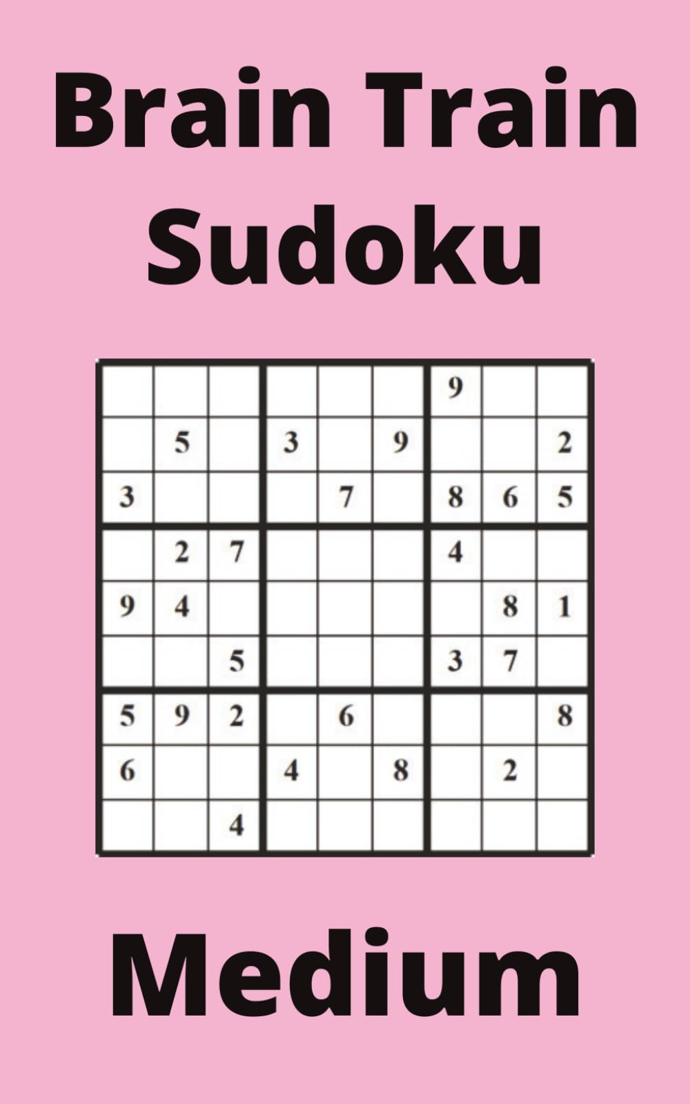 Pink Brain Train Sudoku Book, 9x9 Puzzles, 50 Pages, 5x8, Medium