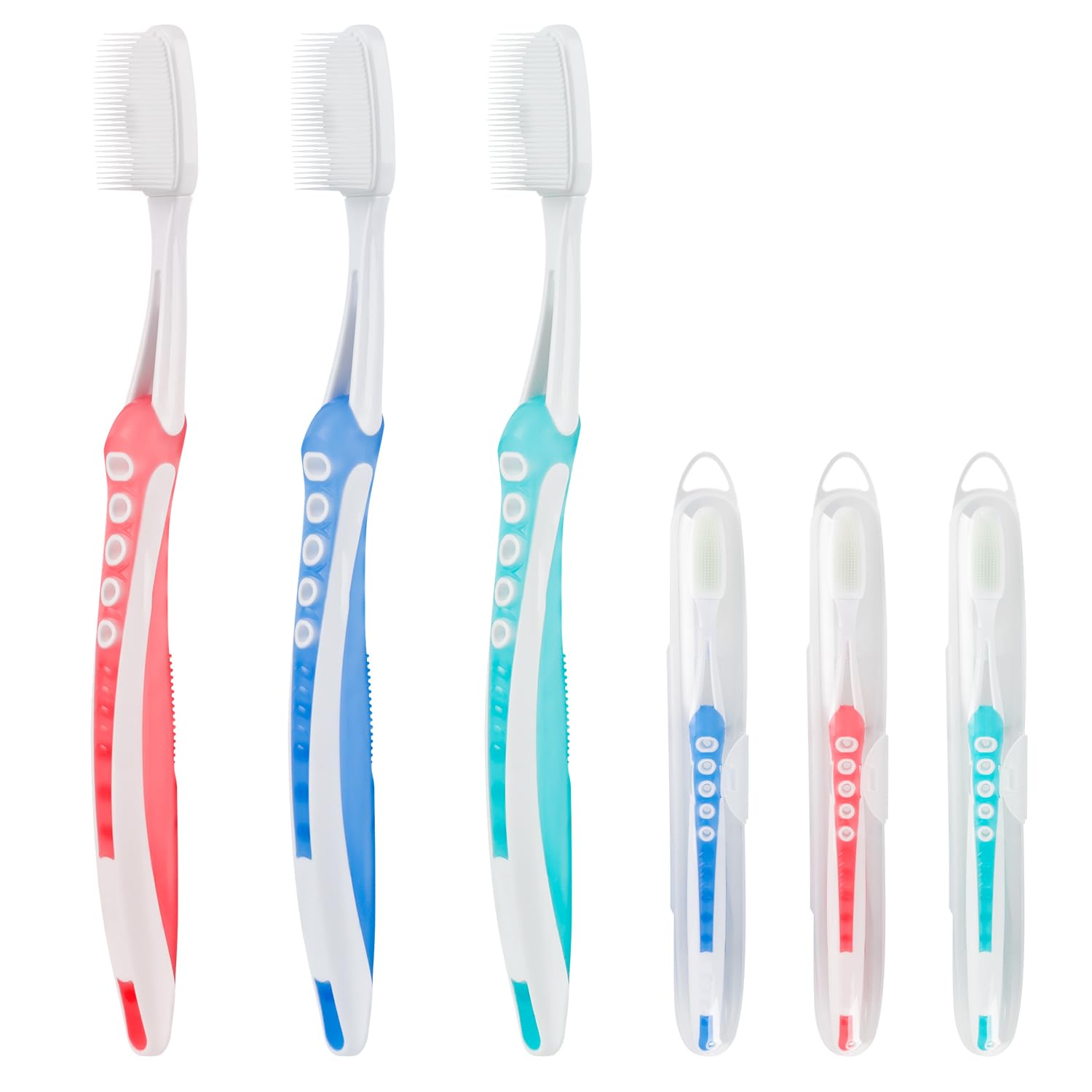 Newday Nano Toothbrushes Medium Bristle Silicone for Sensitive Teeth and Gums Individually Wrapped Travel Toothbrush Set, Hard Bristle Toothbrush for Multiple Colors (3 Box)
