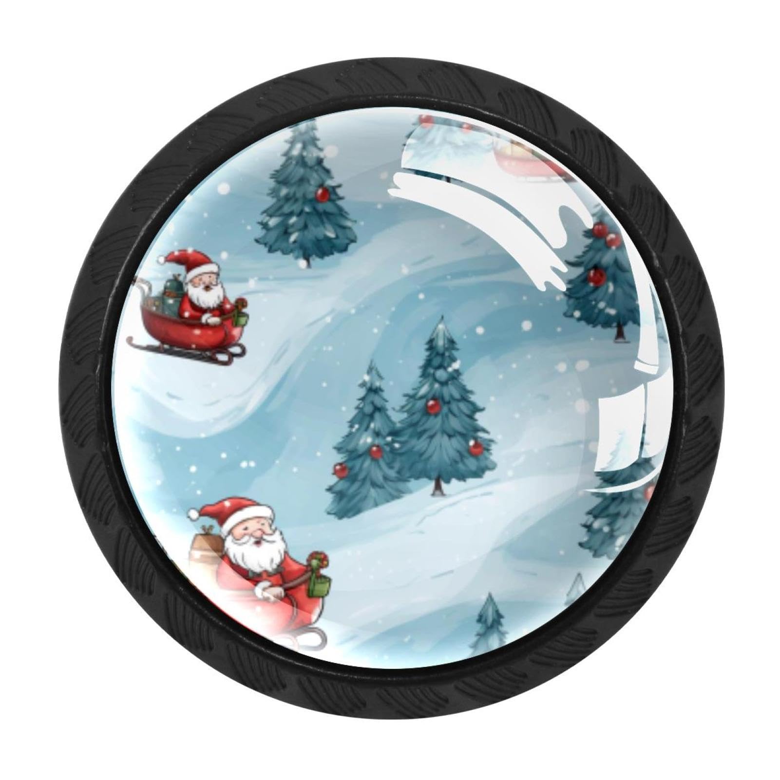 CHENZZZZ 4 Pack Round Cabinet Knobs for Kitchen Bathroom Closet Dresser Cabinets, Christmas Sleigh