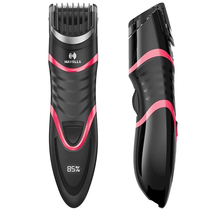 Havells BT9009 Digital Display Beard & Moustache Trimmer, Fast Charge Allows 30 + Trims, 19 Built-in Precise Lengths (Black & Red) at Rs. 1375