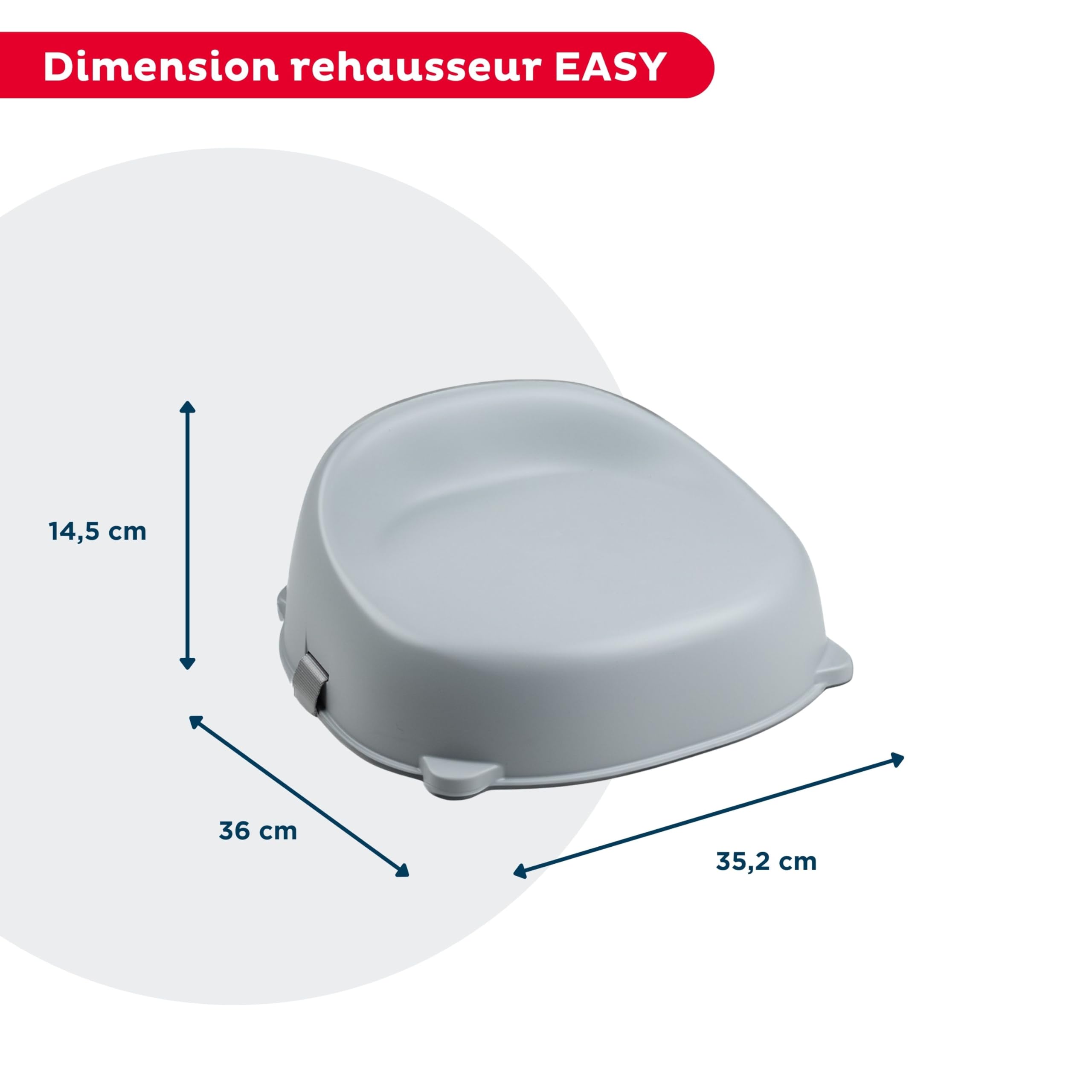 THERMOBABY - Rehausseur de chaise EASY - Rehausseur - Enfant de 3 à 6 ans (ou jusqu'à 30 Kg) - Confortable - Léger et Transportable - facile d'installation - Gris Charme - Fabriqué en France