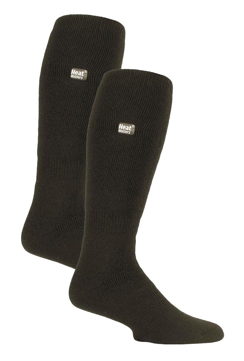 Heat Holders 2 Pairs 1.6 TOG Lite Long Knee High Socks Green Men's Size 6-11