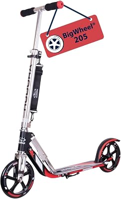HUDORA BigWheel Scooter 205 I Scooter Robusto de Aluminio I Scooter Urbano Regulable en Altura y Plegable I Scooter para niños y Adultos de hasta 100 kg I Scooter a Pedales con Pata de Cabra
