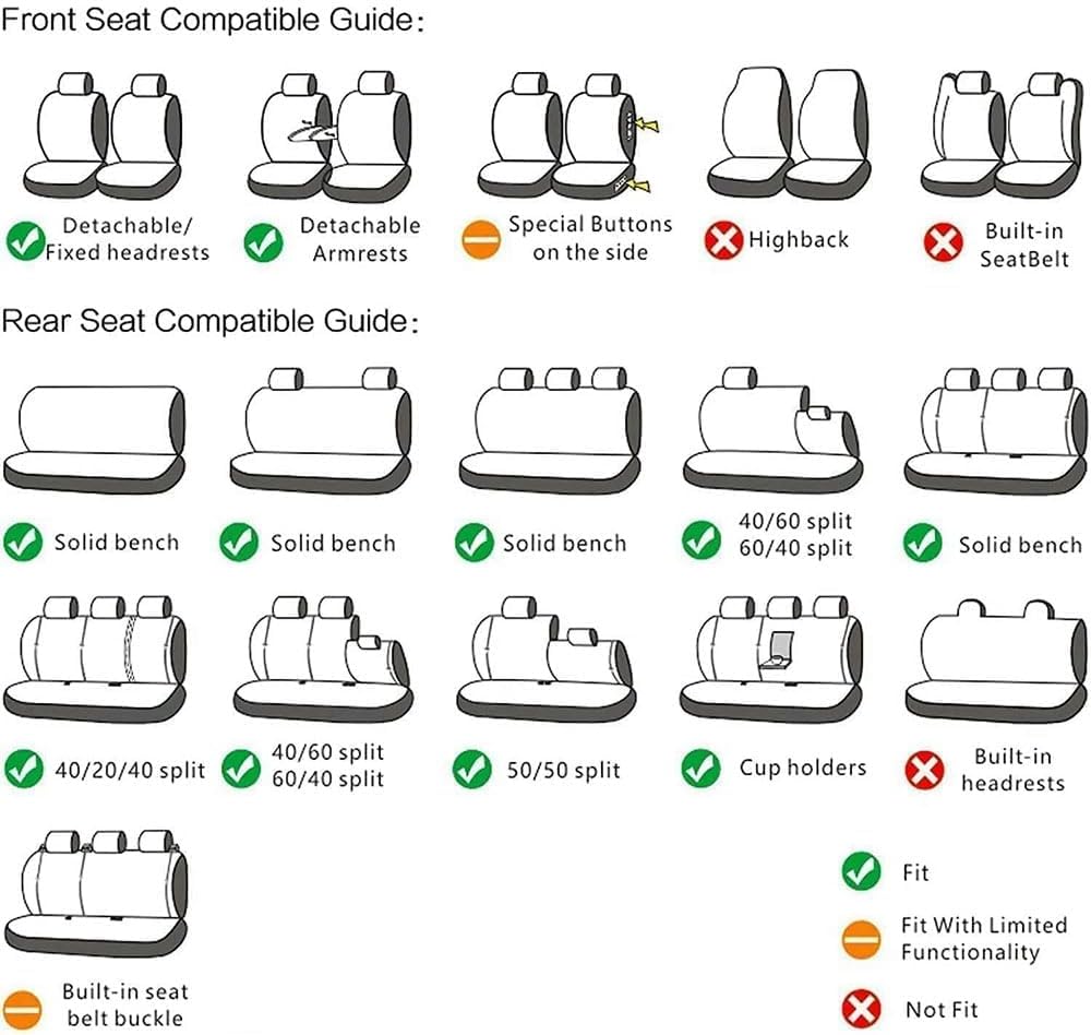 Car Seat Covers for Hyundai i10 i-10 / i10 N Line 2013 2014 2015 2016 2017,Seat Cover Front and Rear Seat Protectors Front Back Full Surround Protectors Cushion Interior Accessories,D