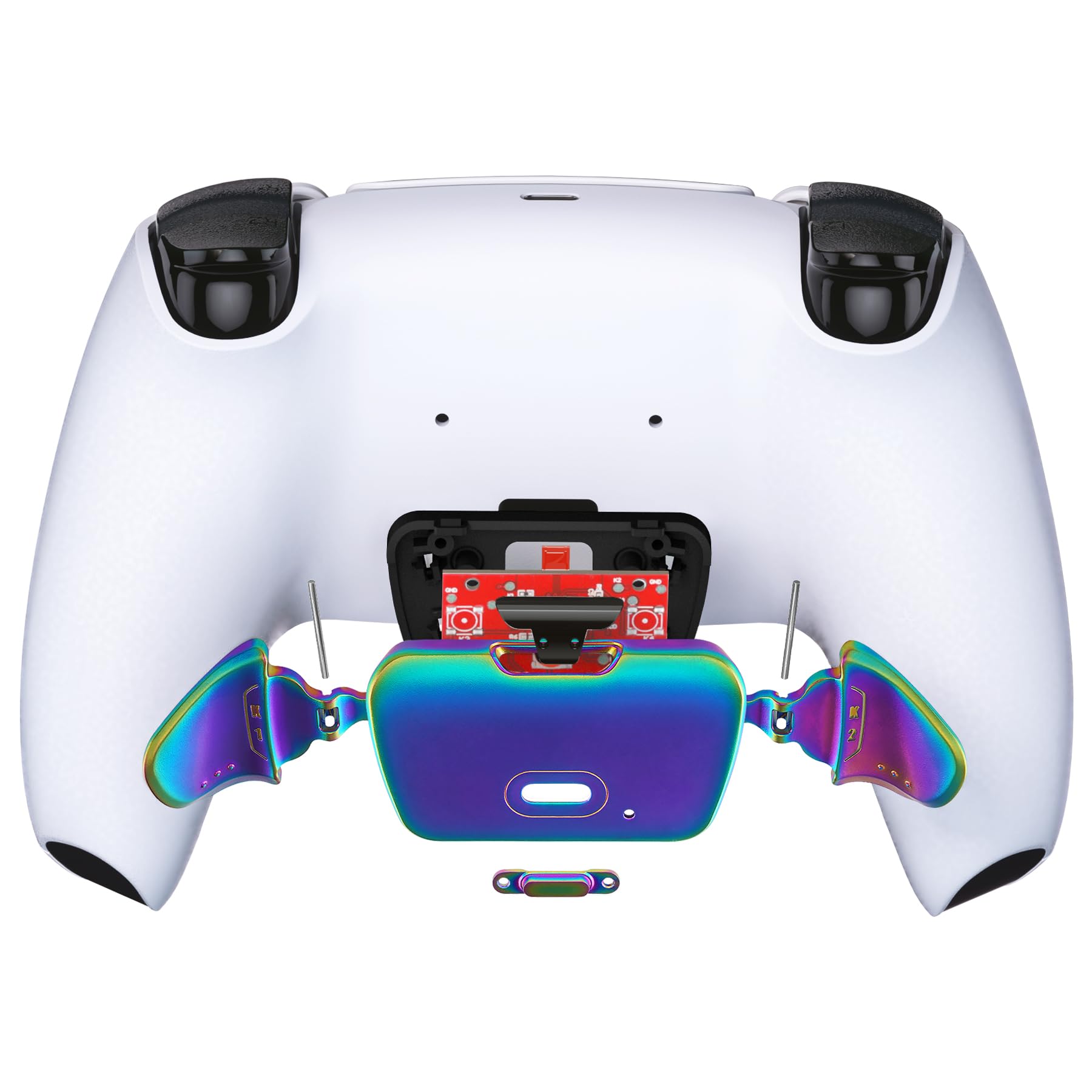 eXtremeRate Palette pour ps5 Manette Rise Remap Kit Bouton Arrière Métal K1 K2-Bleu Vert Violet,Pas Un Remap Kit Complet