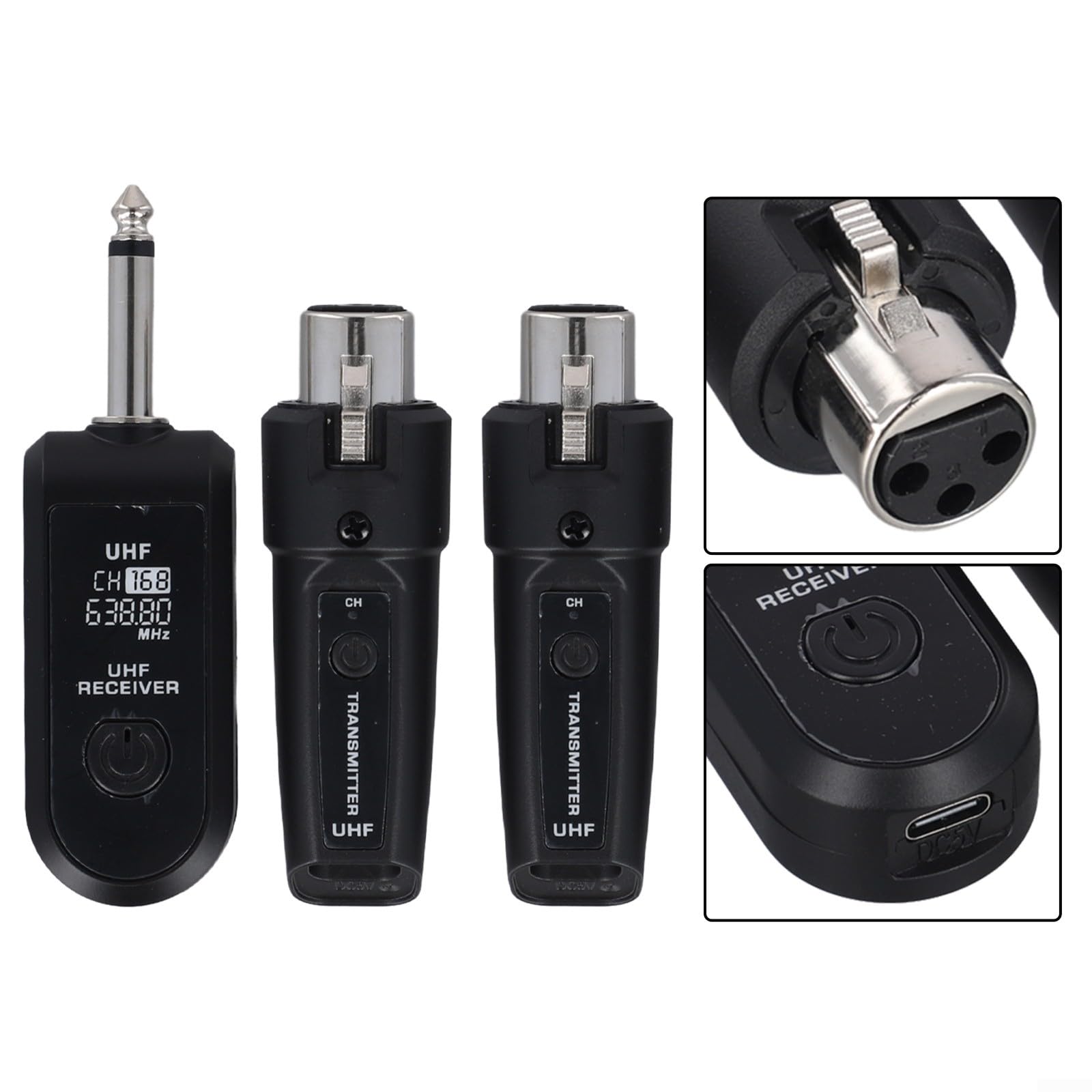 UHF XLR Wireless Adapter System, per microfono dinamico chitarra audio Mixer 550.25-573.75MHz 20CH 30-50m Trasmissione (1 vassoio 2)