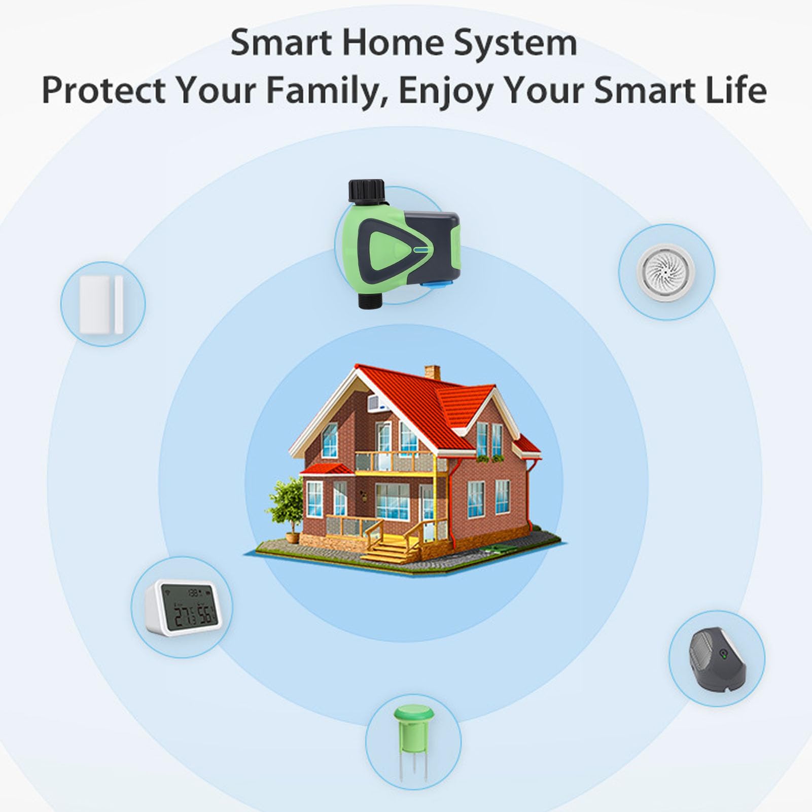 Luocute Timer Dell'acqua WiFi, Timer per Tubo da Giardino Programmabile a 2 Zona di Irrigatore Intelligente, Controller Automatico di Irrigazione Interna per Prato e Patio, con