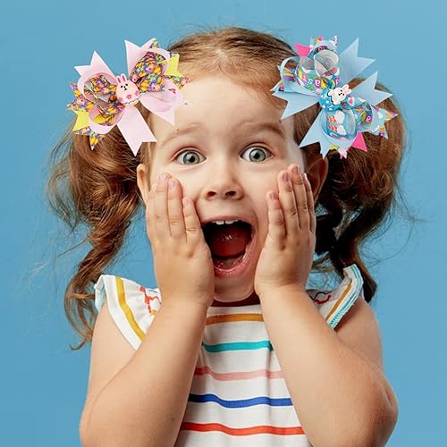 Miniatura 3 de Pinzas para el cabello de Pascua, lazos de Pascua, pasadores de pelo de grogrén, conejo, diadema, boutique, hiarpin, azul y rosa, accesorios para el