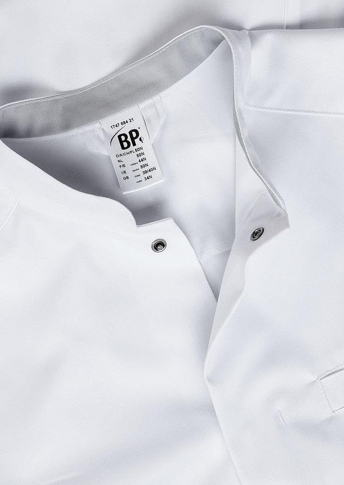 BP Med Coats 1747-684-21 fartuch lekarski dla mężczyzn - długi rękaw - 48% bawełna, 48% poliester, 4% elastolefina - normalny krój - rozmiar: 50 n - kolor: biały