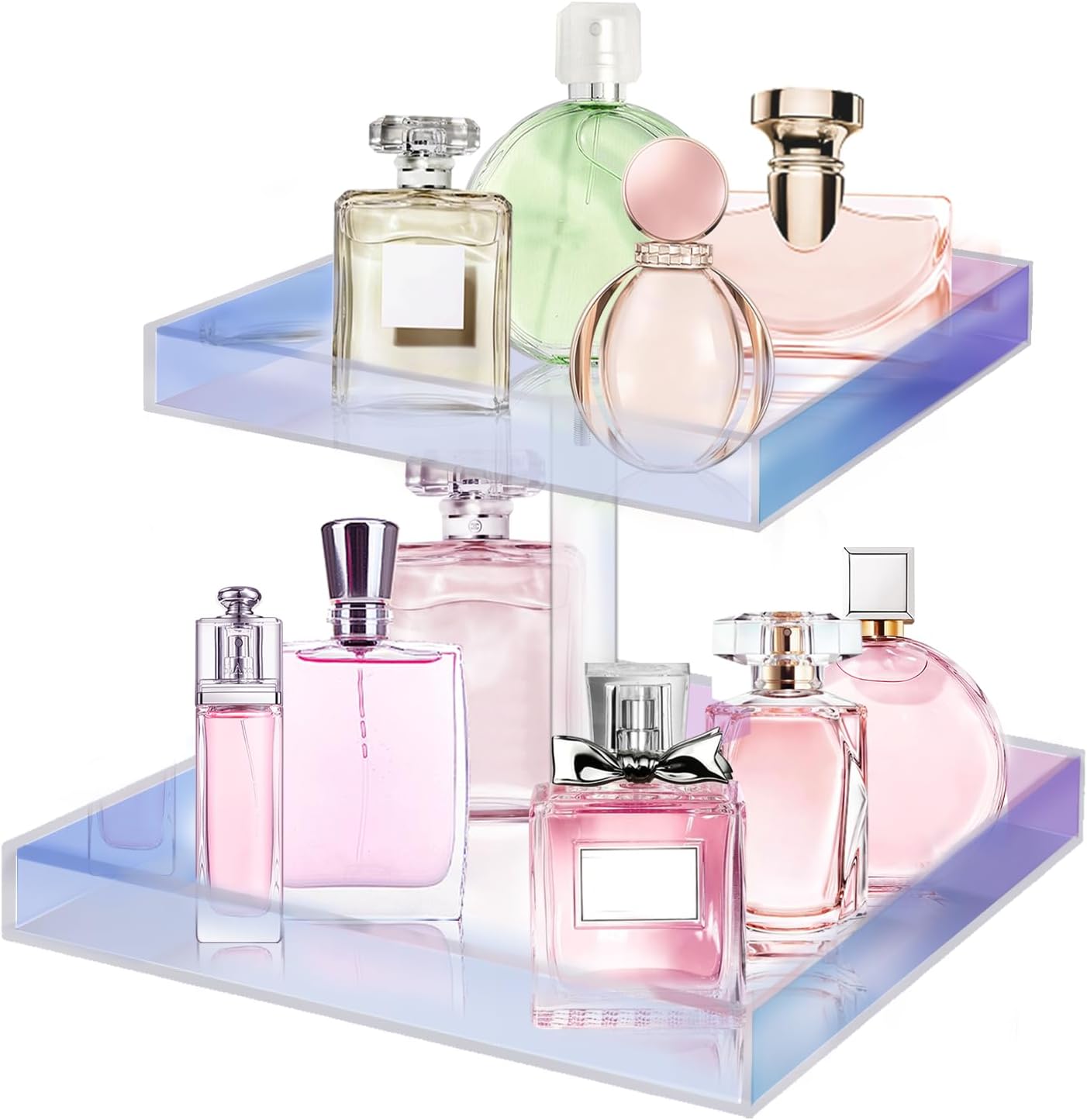 YAGELI Perfume Organizer Display Tray Rainbow Acrylic Handmade Large Vanity Colorful Trays Makeup Storage Holder Bathroom Organizer Countertop for Table Cabinet Kitchen Countertop