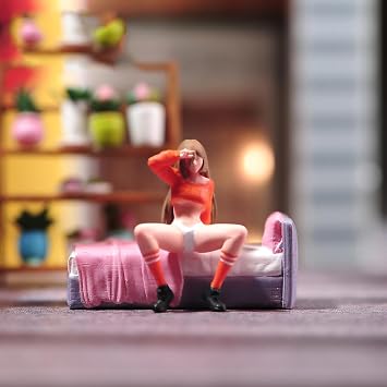Painted Miniatures 1/18 1/24 1/64 1/43 1/87 Scale Squat Girl Scene Props Figure Dolls Unpainted Model for Cars Vehicles Painted, 1/24 Scale