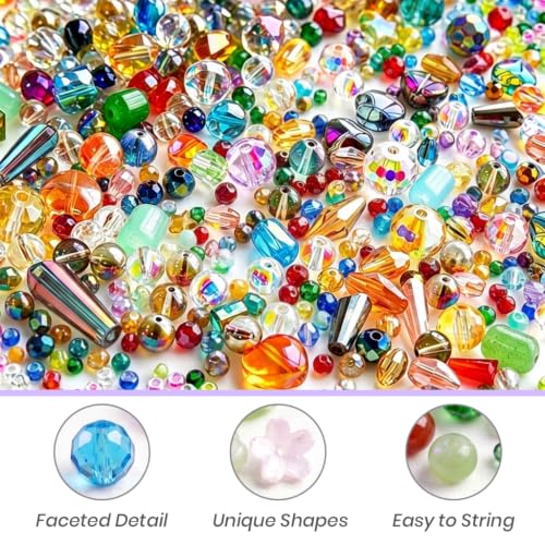 Image of PATPAT Glass Crystal Beads 4-18mm Mixed Half Pound Jewellery Craft Set
