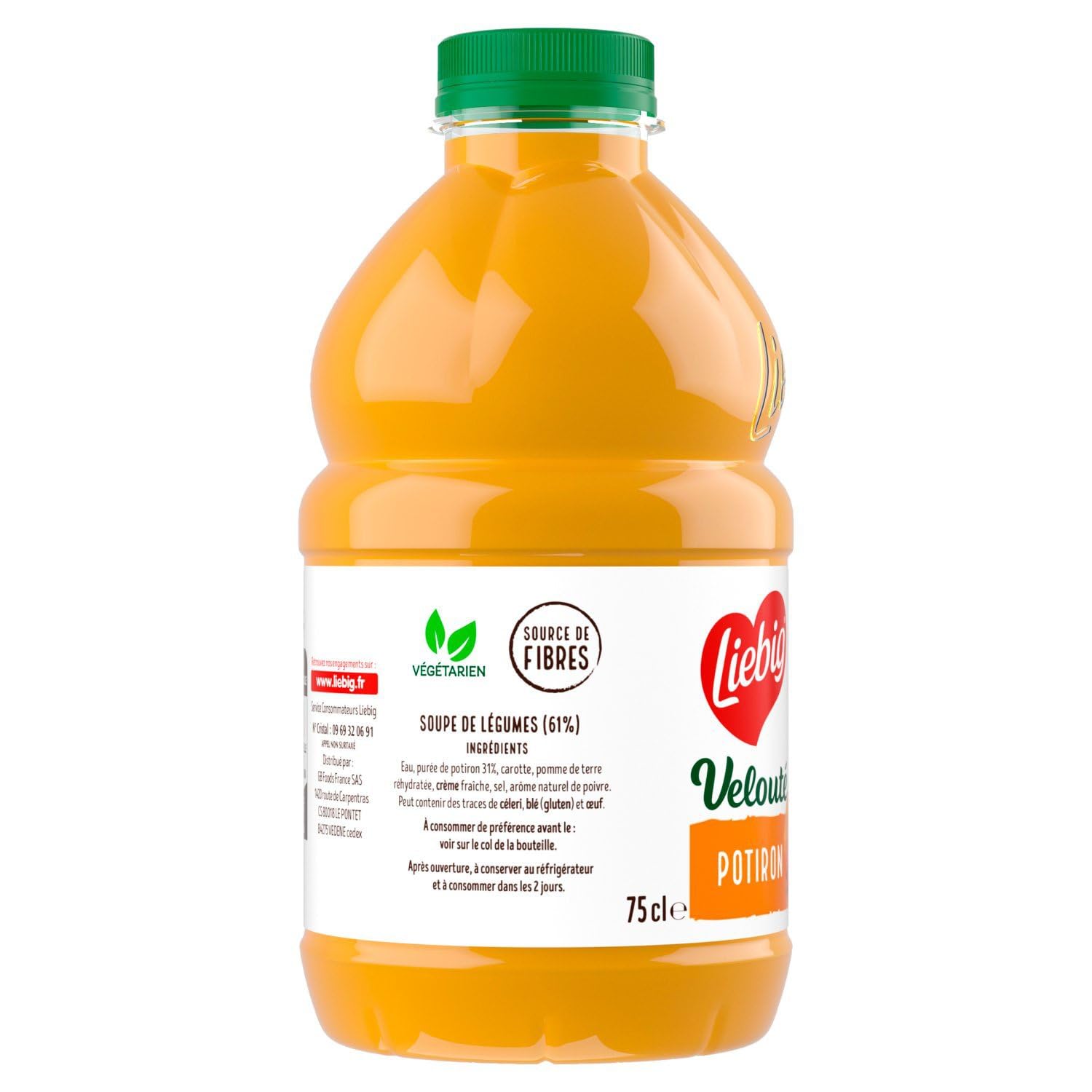 LIEBIG - Soupe Velouté de Potiron à la Crème Fraîche Carotte et Poivre - la bouteille de 75cl - Le Lot De 4