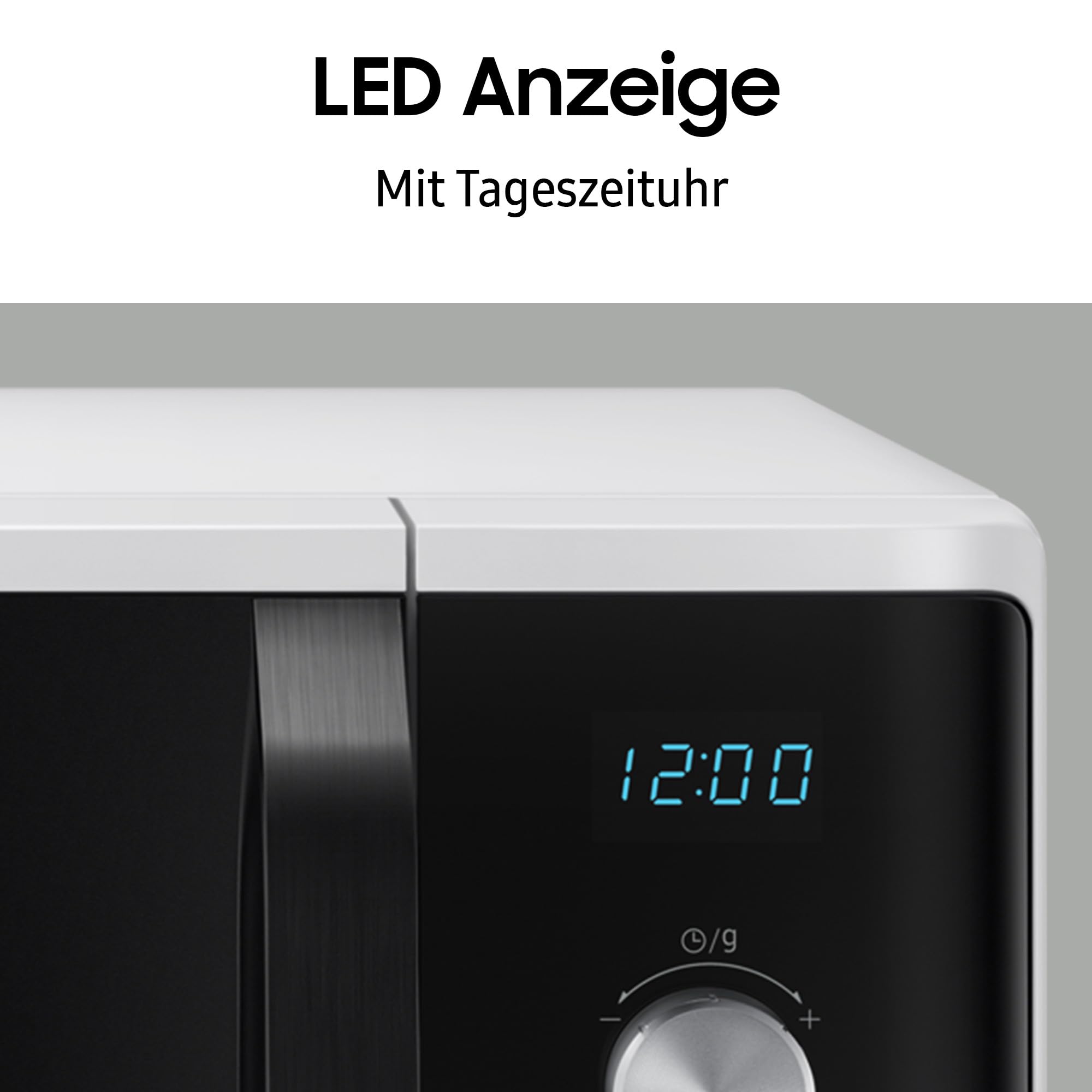 Samsung MG23K3614AW/EG Mikrowelle mit Grill, 23 Liter, 800 W, Keramik-Emaille, Weiß