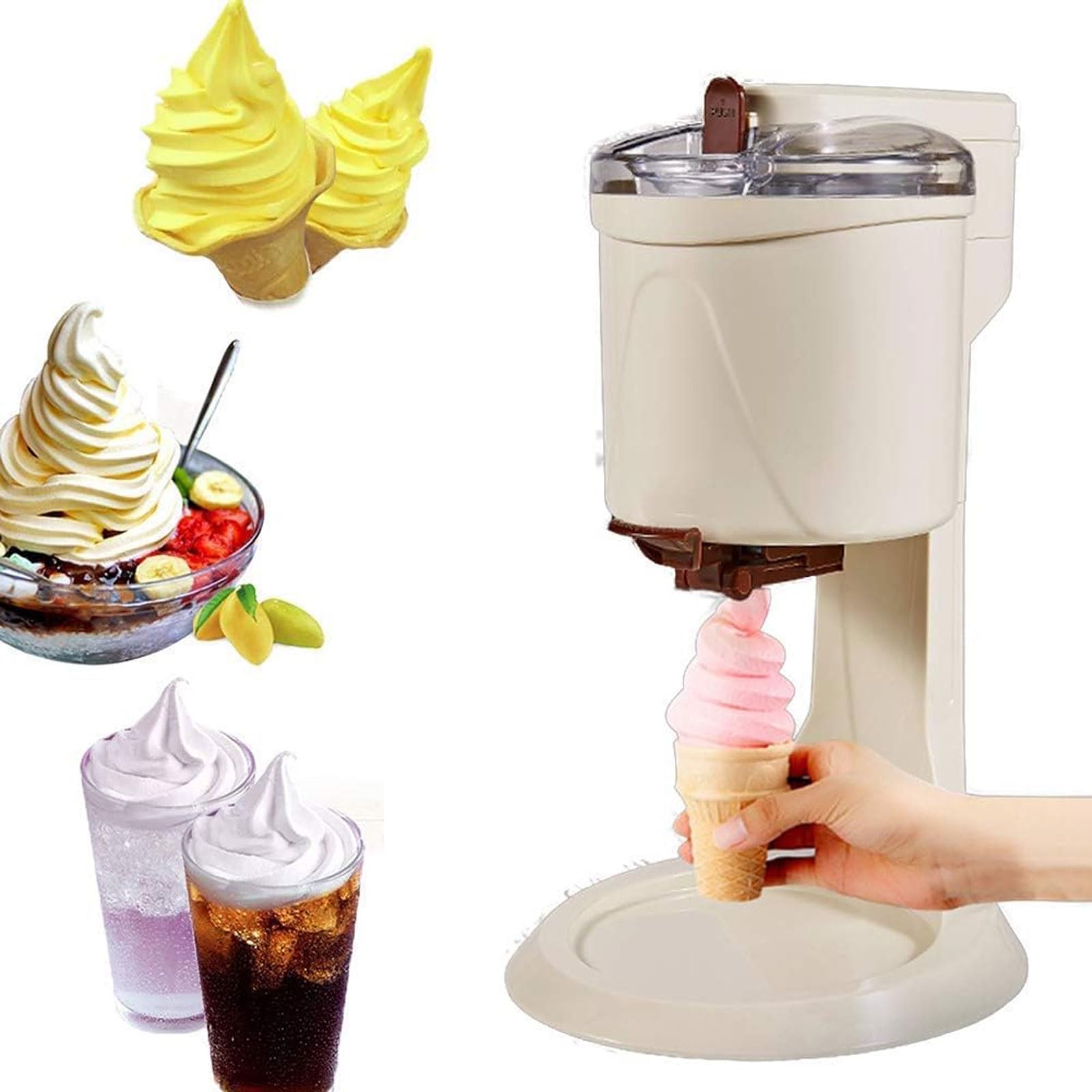 Maszyna do lodów Soft Serve, 1 l, automatyczny ekspres do deserów, jogurtów i kremów owocowych, idealny do kuchni, domu, kawiarni i baru