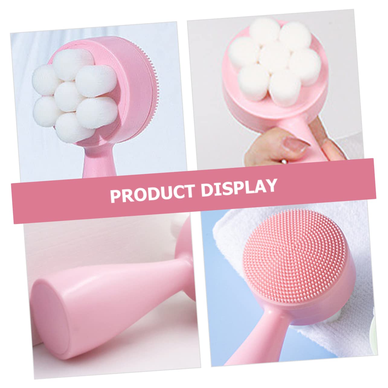 FRCOLOR Silicone Facial Brush 2-in-1 Facial Cleansing Brush for Teen Girl Face Soft Bristles for Gentle Exfoliati