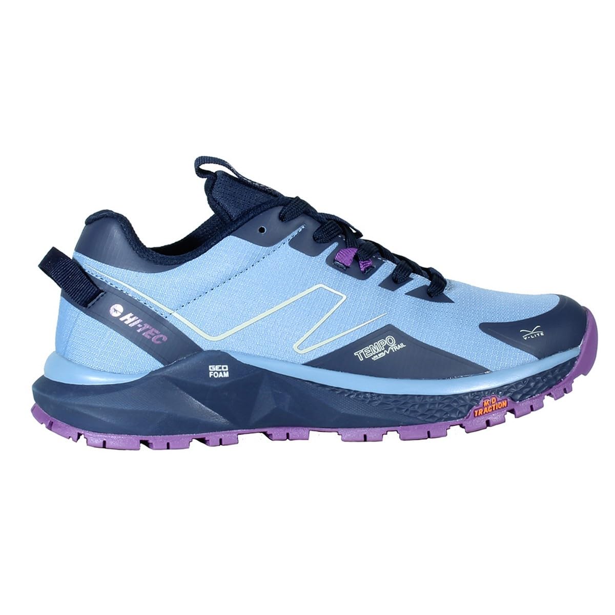 Hi-Tec Calzado Trail Running Mujer Ultra Terra/Zapatillas Mujer Deporte/Zapatillas Trekking Mujer para Andar Correr y Uso Diario (Geo Tempo Trail WO'S Dusty Blue/Purple, 37)