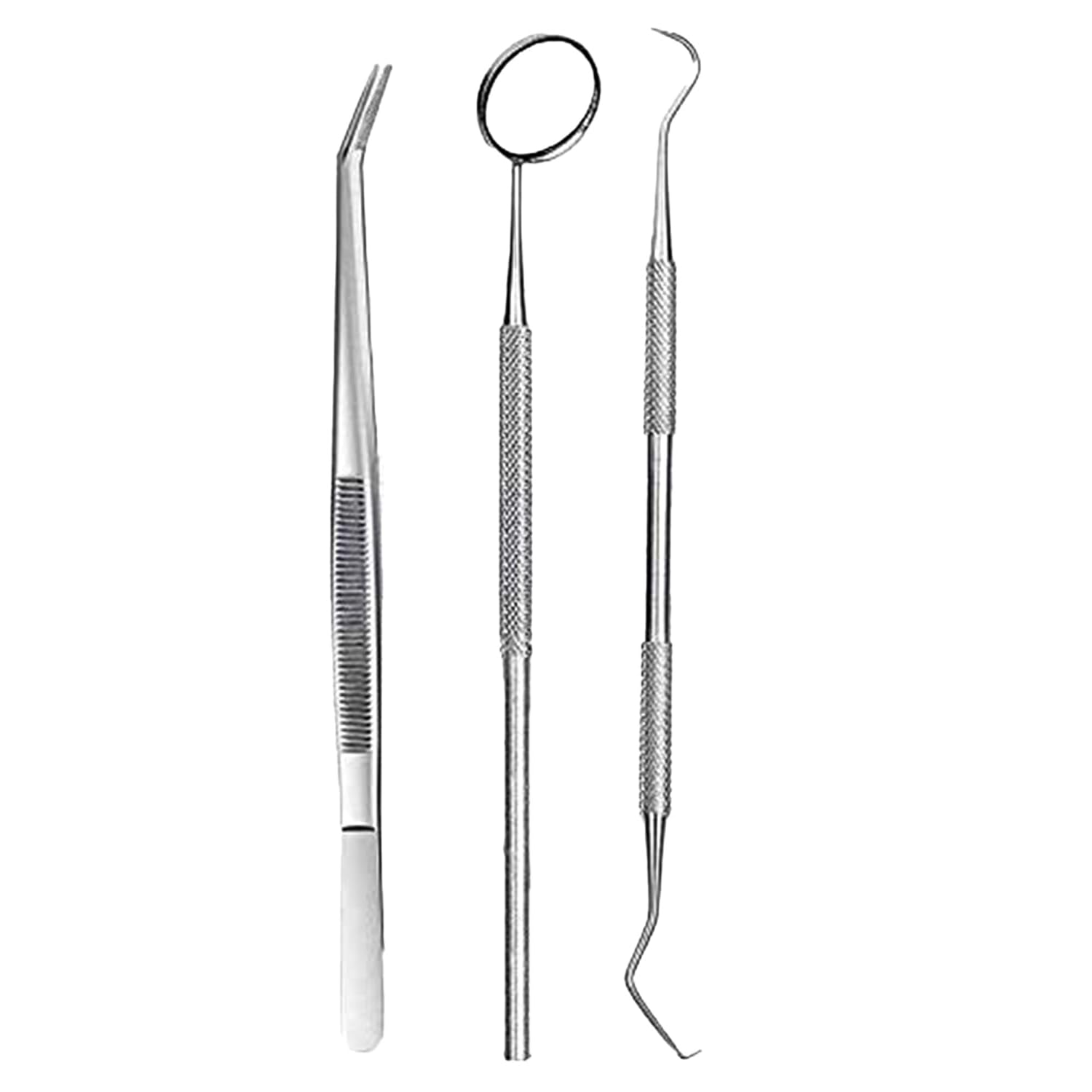 45pcs Basic Economy Professional Dental Hygiene Kit Plaque Remover Set, Stainless Steel Tools, Tarter Scraper, Tooth Pick, Dental Scaler and Mouth Mirror Plier Instruments Home, College Use For Adults : Industrial & Scientific