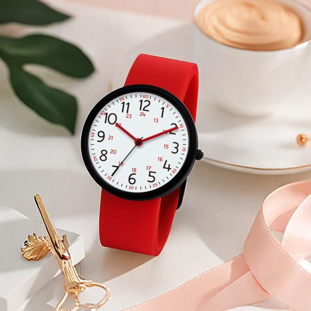 NUOVO Men's Silicone Sports Watch - Red, Black Face, Waterproof