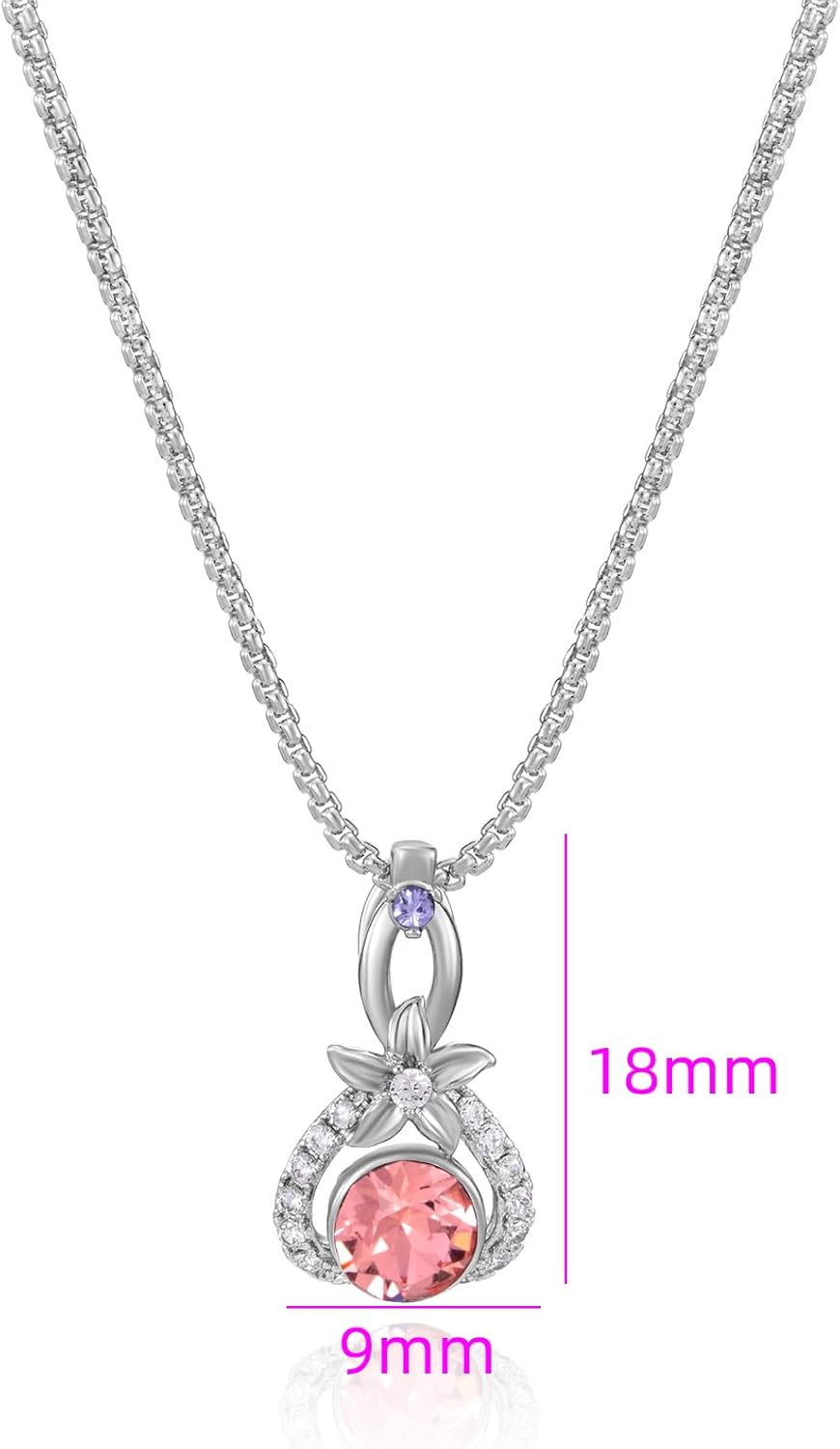 XUPING Crystal Necklace for Women Round Crystal Pendant Necklace Silver Flower Cubic Zirconia Necklace Anniversary Birthday Jewelry Gifts Valentine's Day Gift for Her Wife Mom Lady Daughte - Image 2