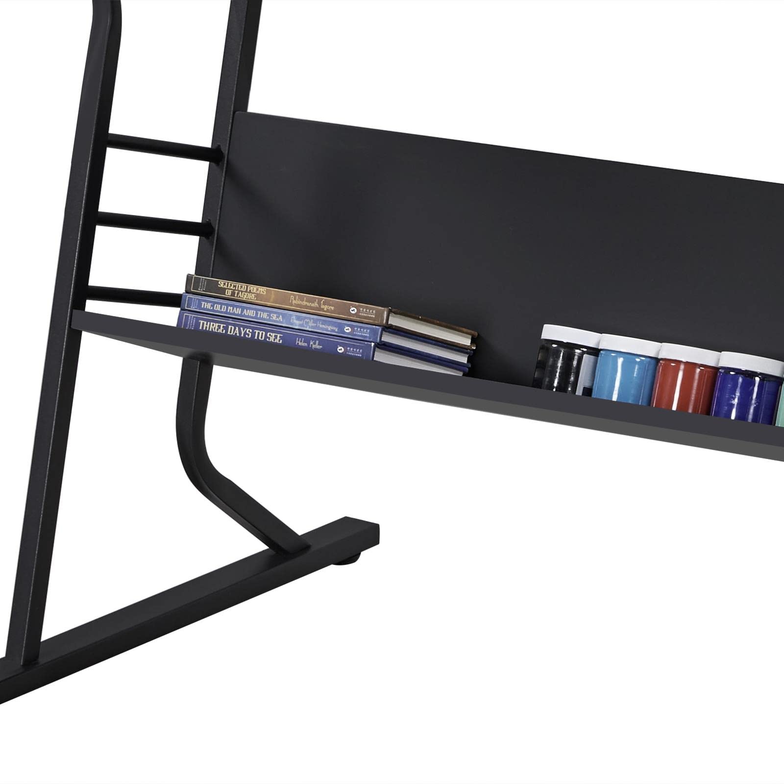 Yaheetech Set Tavolo da Disegno Inclinabile con Sgabello con 3 Cassetti Vassoio Toggle Scrivania per Disegnatore Architetto Pittore Ingegnere Nero