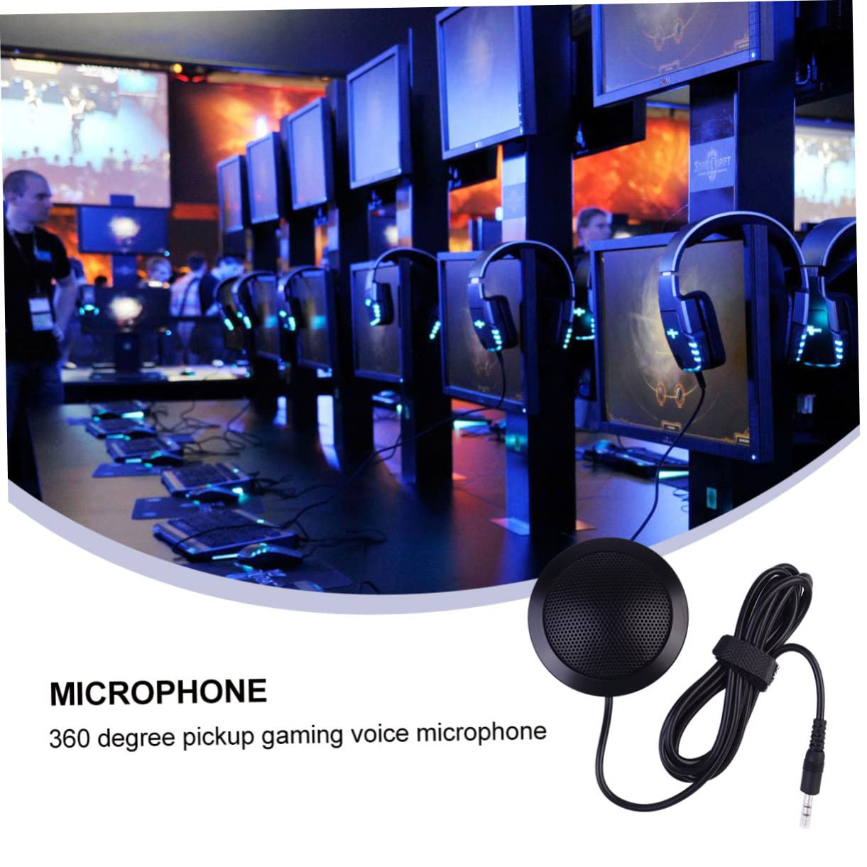 IWOWHERO 360Degree Omnidirectional Conference Microphone for Computer Compact Portable Mic with Noise Reduction for Meetings Video Chats and Gaming Durable Design Pickup