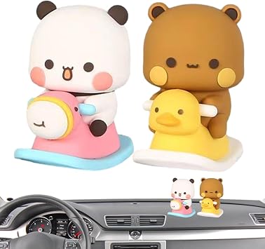 Bob Doo Bobblehead | Photo Panda Car Dashboard Decor | Panda Plush Figurine | Plush Car Dashboard Decor - Cute Toy Gift for Kids Desktop Room Decoration